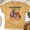 thumbnail image 1 of Sleighin’ It Farm Style Shirt | Red Tractor Country Christmas Tee, Gold, Size M, 1 of 6
