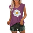 thumbnail image 2 of ALLLIST Pink Cute Summer Tops for Women Sleeveless Floral Crew Neck Tank Tops Womens Tank Top XXL, 2 of 4
