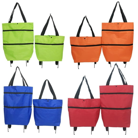 Clearance 2 In 1 Foldable Shopping Cart Grocery Cart With Wheels Shopping Bag Telescopic Storage Bag For Traveling