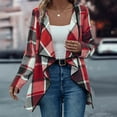 thumbnail image 3 of Otntypg Wool Blend Plaid Jackets for Women Lightweight Casual Fall Winter Open Cardigan Outwear Tops Loose Fit Shawl Collar Flannel Shacket Jacket Red L, 3 of 8