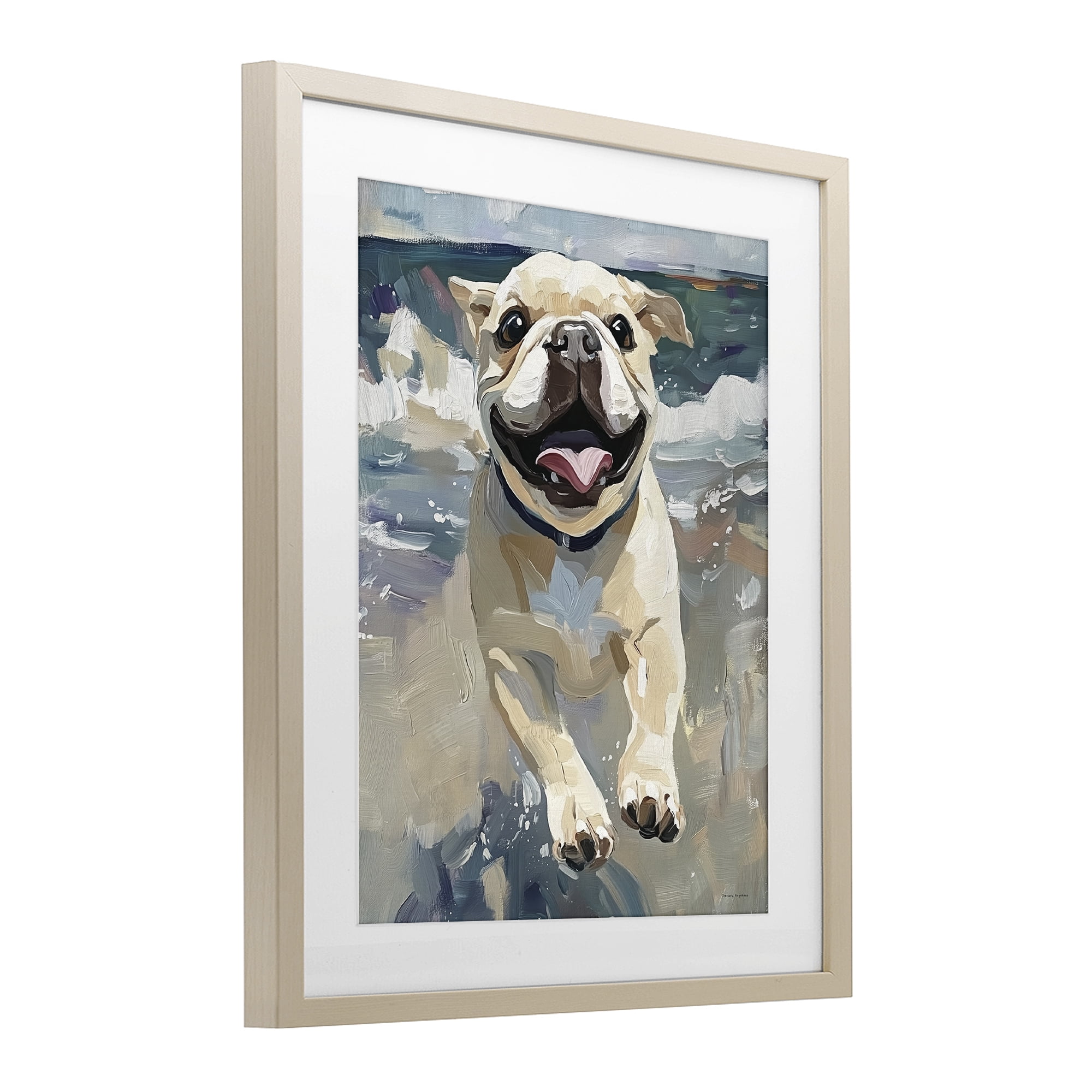 Stupell Industries Sunny Paws Dog on Beach Birch Framed Print Under Glass, design by Svetlana Aleynikova