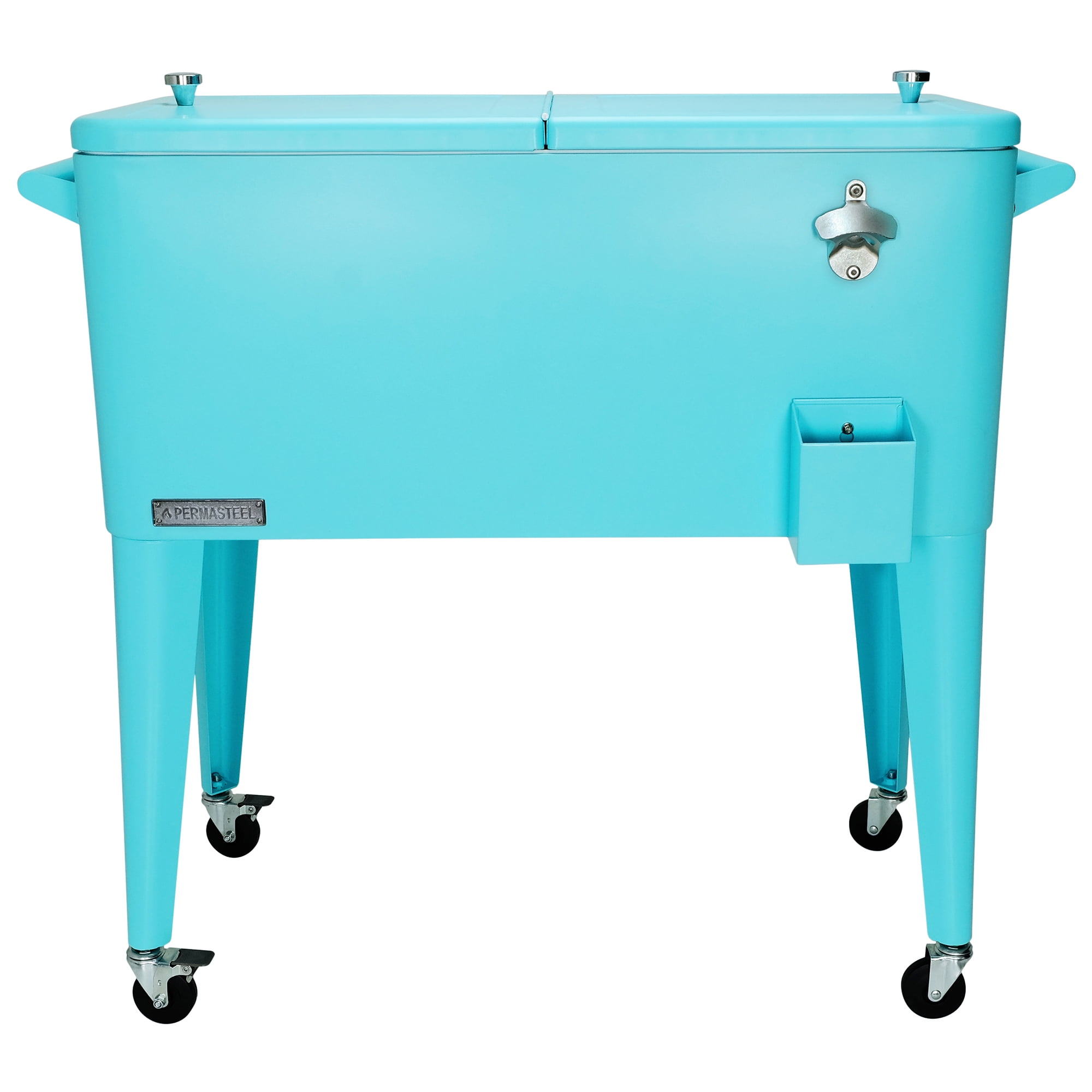 Permasteel Ps 203 Turq 80 Quart Portable Rolling Patio Cooler Turquoise Brickseek