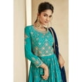 thumbnail image 3 of Wedding Wear Pakistani Indian Designer Sewn Shalwar Kameez Lengha Suits ( Teal Blue, XXL - 46 ), 3 of 5