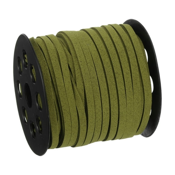 Uxcell Suede Cord, 49.21 Yards 5mm Flat Leather Thread String for DIY Crafts Bracelet Making, Army Green 1 Roll