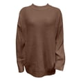 thumbnail image 4 of Winter Knitted Pullover Sweater Soft Cozy Warm Long Sleeve Round Neck Elegant Casual Blouse Loose Fit Comfortable Daily Wear Fall Fashion, 4 of 5