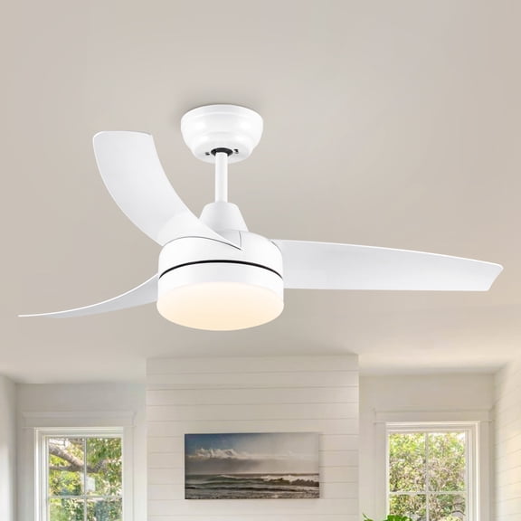 Wellspeed Modern 42 in. Indoor Matte White Dimmable Ceiling Fan with 3 Blades and Remote Control