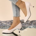 thumbnail image 3 of Modisza Women's Dress Low Heel Pumps Shoes Comfortable Walking Slip on Work Sandals Summer Pointed Toe Heeled Stiletto Beige size 6, 3 of 8