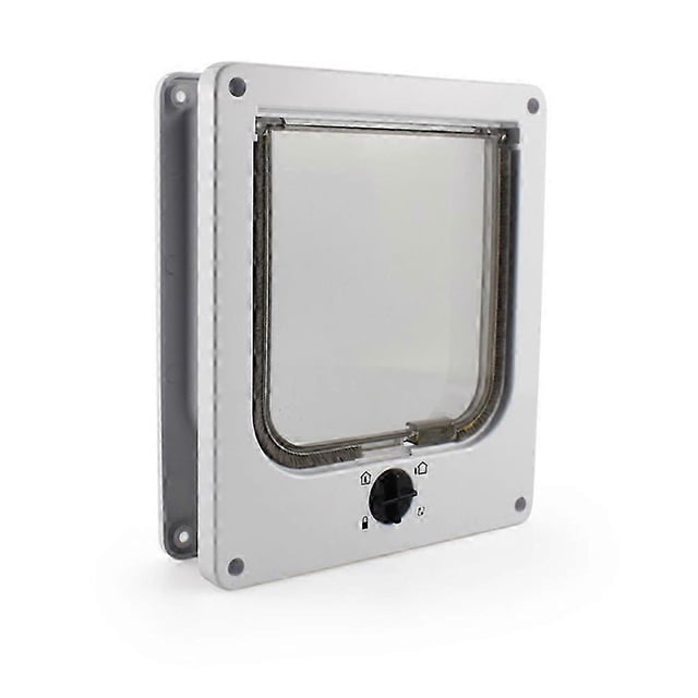 Puerta para gatos, puerta interior, puerta para mascotas, puerta exterior para gatos, 4 modos de bloqueo, adecuada para ventanas y paredes, resistente y duradera.