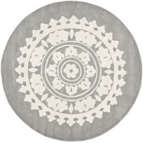 SAFAVIEH Soho Rozanne Medallion Area Rug, Light Grey/Ivory, 6' x 6' Round