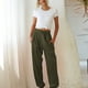 thumbnail image 4 of Wayren - Pantalones de chándal con parte inferior cerrada para mujer con bolsillos, pantalones de entrenamiento de cintura alta, pantalones Prendas para la parte inferior del cuerpo  Verde Delgado Qarigey AP002156-29, 4 of 6