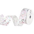 thumbnail image 2 of HOMEFORD Hexagon Glitter Confetti Satin Wired Ribbon, 1-1/2-inch, 10-yard, White, 2 of 3
