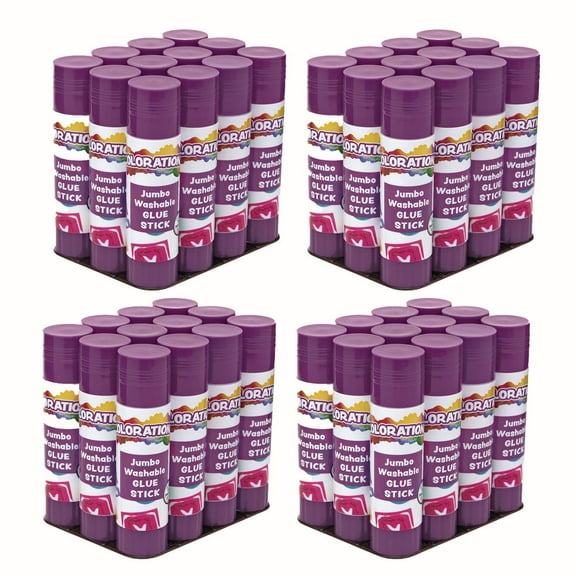 Colorations Jumbo Washable Purple Glue Sticks - Set of 48, 1.41oz Each