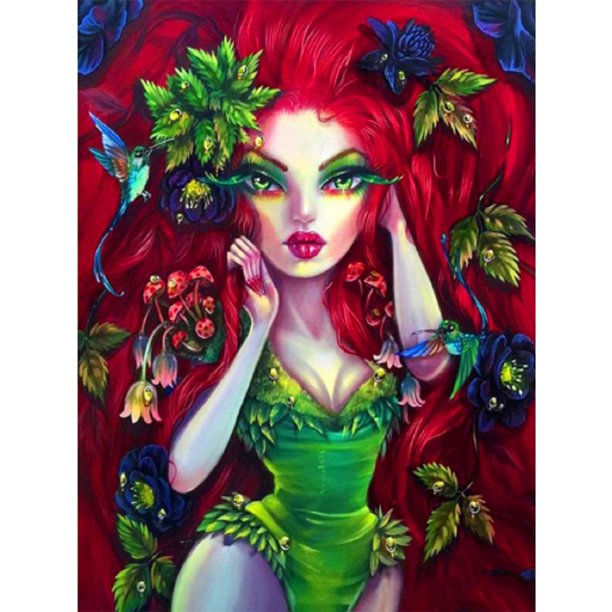 Cuadros Decorativos 5D DIY diamante pintura mujer gótica completo redondo diamante mosaico pared Likrtyny embutido en tela