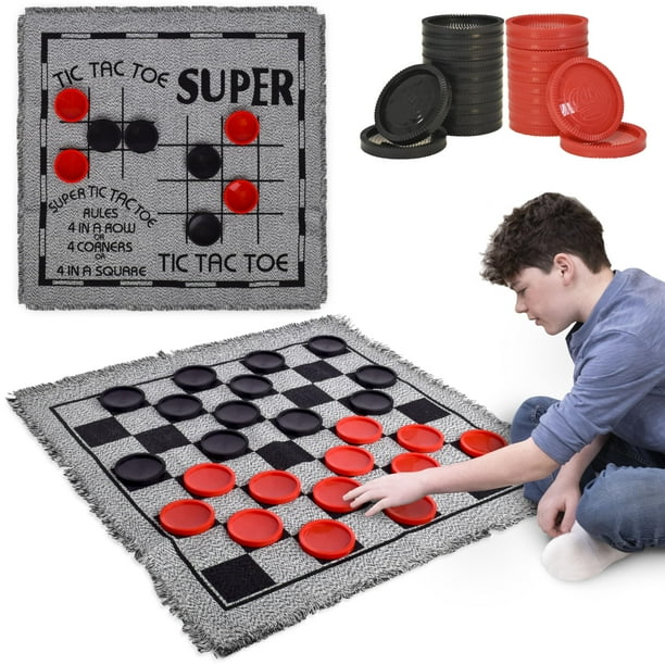 Set Giant Checkers Sunny Days Vintage 3 en 1 con alfombrilla y 24 fichas