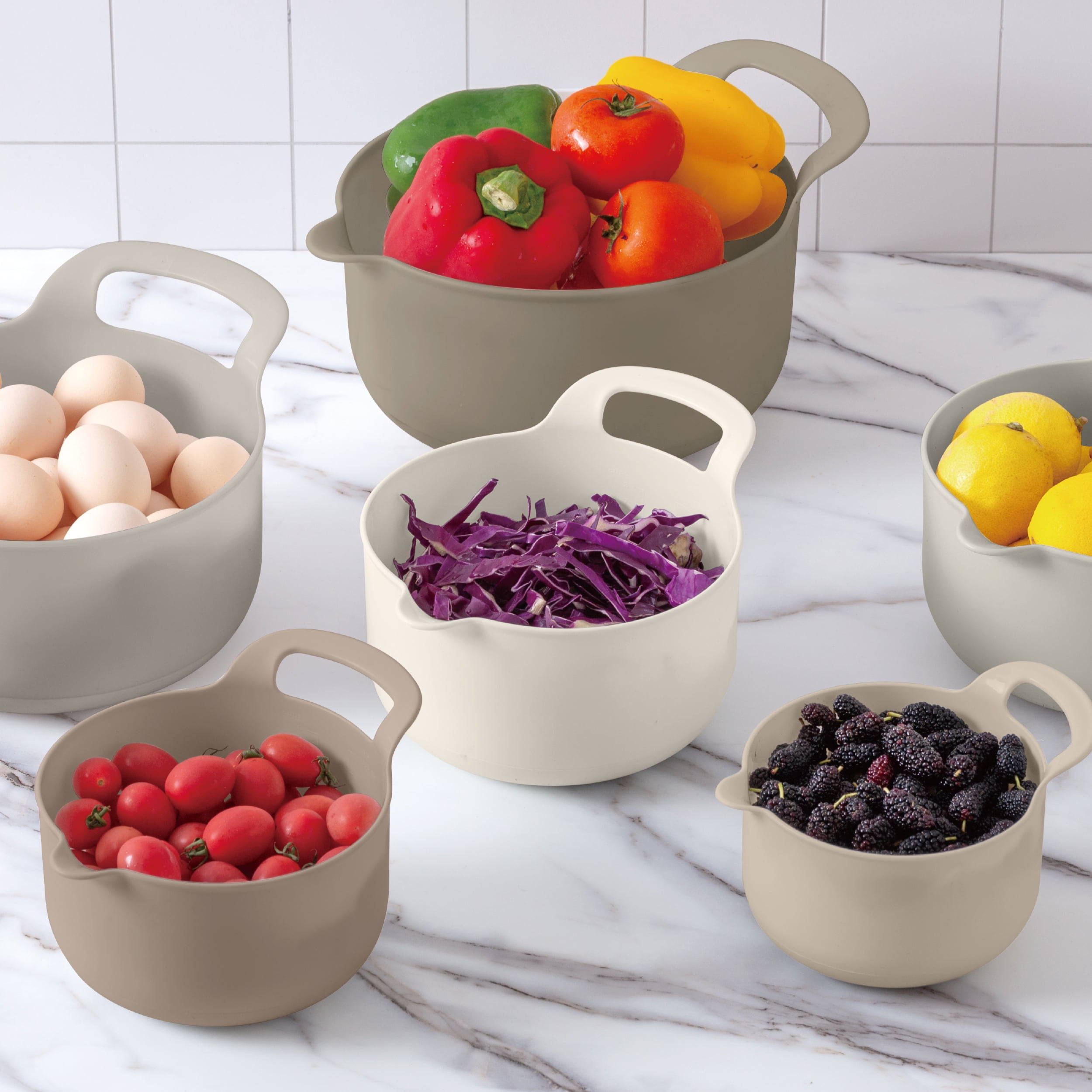 Cook with Color 6-Piece Batter Bowl Set – Measuring, Mixing & Dishwasher Safe