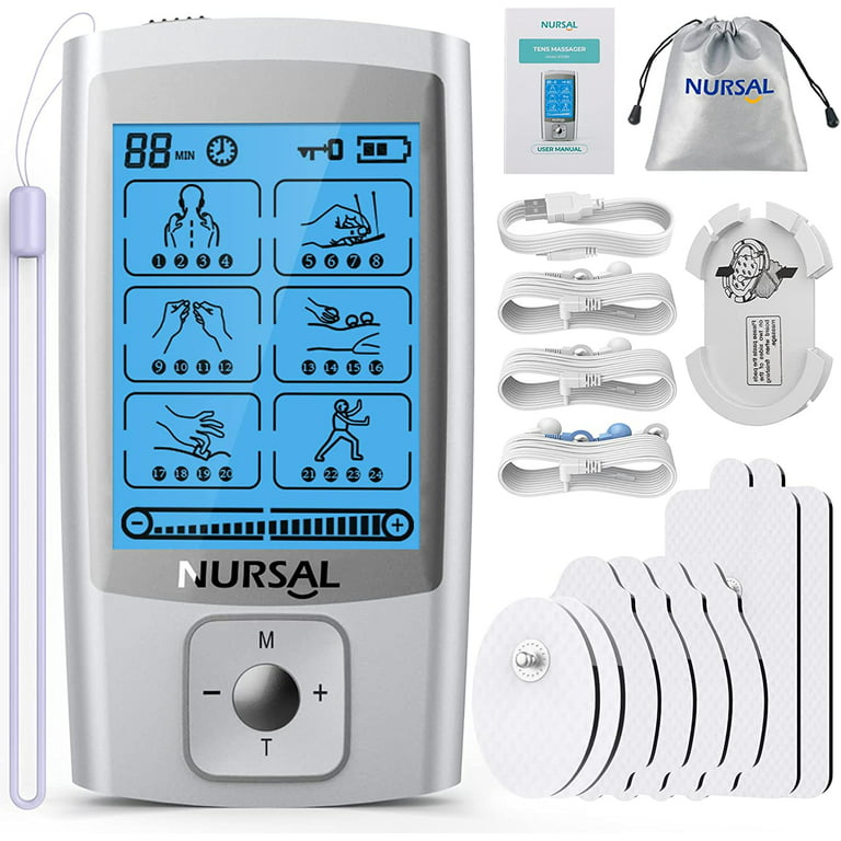 NURSAL 24 Modes TENS Unit Muscle Stimulator for Pain Management and  Rehabilitation 8 Pads Pulse Impulse Massager Great for Treating Pain and  Muscle Relief 