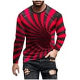 thumbnail image 2 of Mens Plus Size Crewneck T-Shirts Big & Tall S-5X Long Sleeve Stretchy Slim Tees Tops Casual Stripe Printed Basic Comfort Pullover T-Shirts, 2 of 4