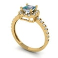 thumbnail image 2 of 0.89 ct Princess Cut Blue Moissanite Halo Engagement Ring for Women in 18K Yellow Gold, 2 of 5