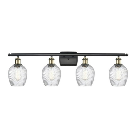 516-4W-BAB-G292-Innovations Lighting-Salina-4 Light Bath Vanity in Industrial Style-36 Inches Wide by 12 Inches High Black Antique Brass Finish with