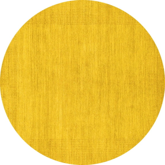 Ahgly Company Indoor Round Solid Yellow Modern Area Rugs, 7' Round
