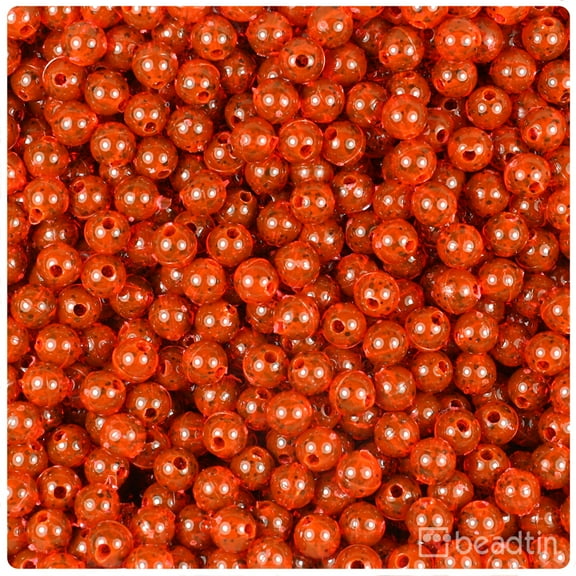 BeadTin Fire Red Black Sparkle 6mm Round Craft Beads (500pcs)