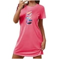 thumbnail image 2 of Camisón corto de mujer, vestido de largo medio con estampado de moda, camisón corto extragrande de mujer, camisón de manga corta con estampado de pecho a la moda, camisón de mujer, 2 of 5