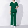 thumbnail image 1 of Xysaqa Uniforms Ensemble d'Uniforme pour Femmes Confortable, Haut Col en V, Pantalon Droit Extensible, Couleur Unie, P-TTG, Vert, 1 of 8