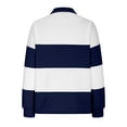 thumbnail image 4 of qucoqpe Oversized Striped Printed Sweatshirts for Women Contrast Collar Buttons Lapel Long Sleeve Pullover Casual Top for Fall and Winter White L, 4 of 5
