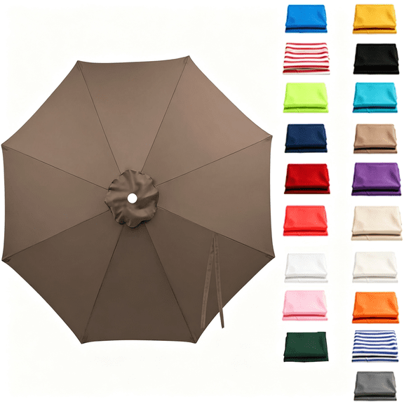 MISSMILE 7Ft 8Ft 9Ft Patio Umbrella Replacement Canopy for 6 8 Ribs,Outdoor Market Umbrella Top Cover,Uv Protective and Water Resistant Umbrella Top,Canopy Only(Dark Taupe,6.6Ft(6Ribs))