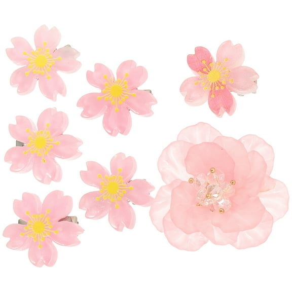 7 Pcs Cherry Blossom Hairpin for Women Sticker Girl Accessories Miss Pink