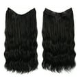 thumbnail image 1 of Nvzi Extensiones de cabello con alambre, gruesas, rizadas y onduladas, invisibles, con clip, sintéticas, para mujer, 20 pulgadas, color negro natural., 1 of 2