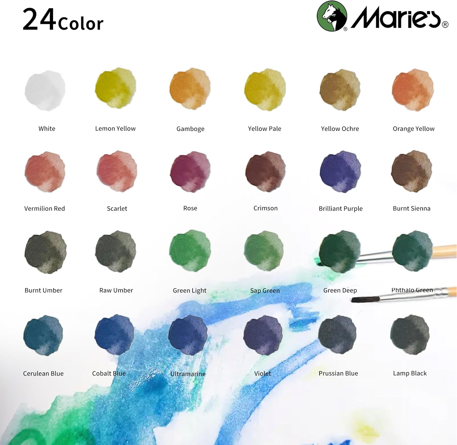 Watercolor Paint Set, 24 Colors x 12ml/0.4oz Tubes - Highly Pigmented, Perfect for Artists, Students, Beginners, Sketching & Illustration