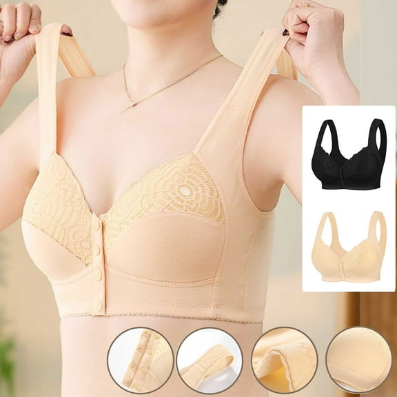 TAGOLD Womens Summer Plus Size Brs,Push Up Casual Bra for Womens,Woman Large-size Printed Front-button With No Rims To Breathable And Comfortable Underwear