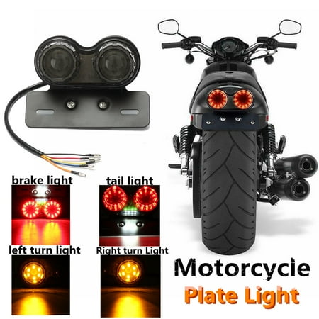 Motorcycle Led Tail Lights - LED Motorcycle Quad ATV Tail Turn Signal Brake Light + License Plate Bracket USA