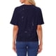 thumbnail image 3 of Camisa de lentejuelas INSPIRE CHIC para mujer, blusa brillante de manga dolman oversize, bling y glitter, talla XS, azul marino, 3 of 6