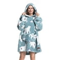 thumbnail image 4 of Manta de franela con mangas Sudadera de invierno Jersey polar Tiburón gigante Manta usable Sudadera con capucha para adultos Niños Bebés, 4 of 6