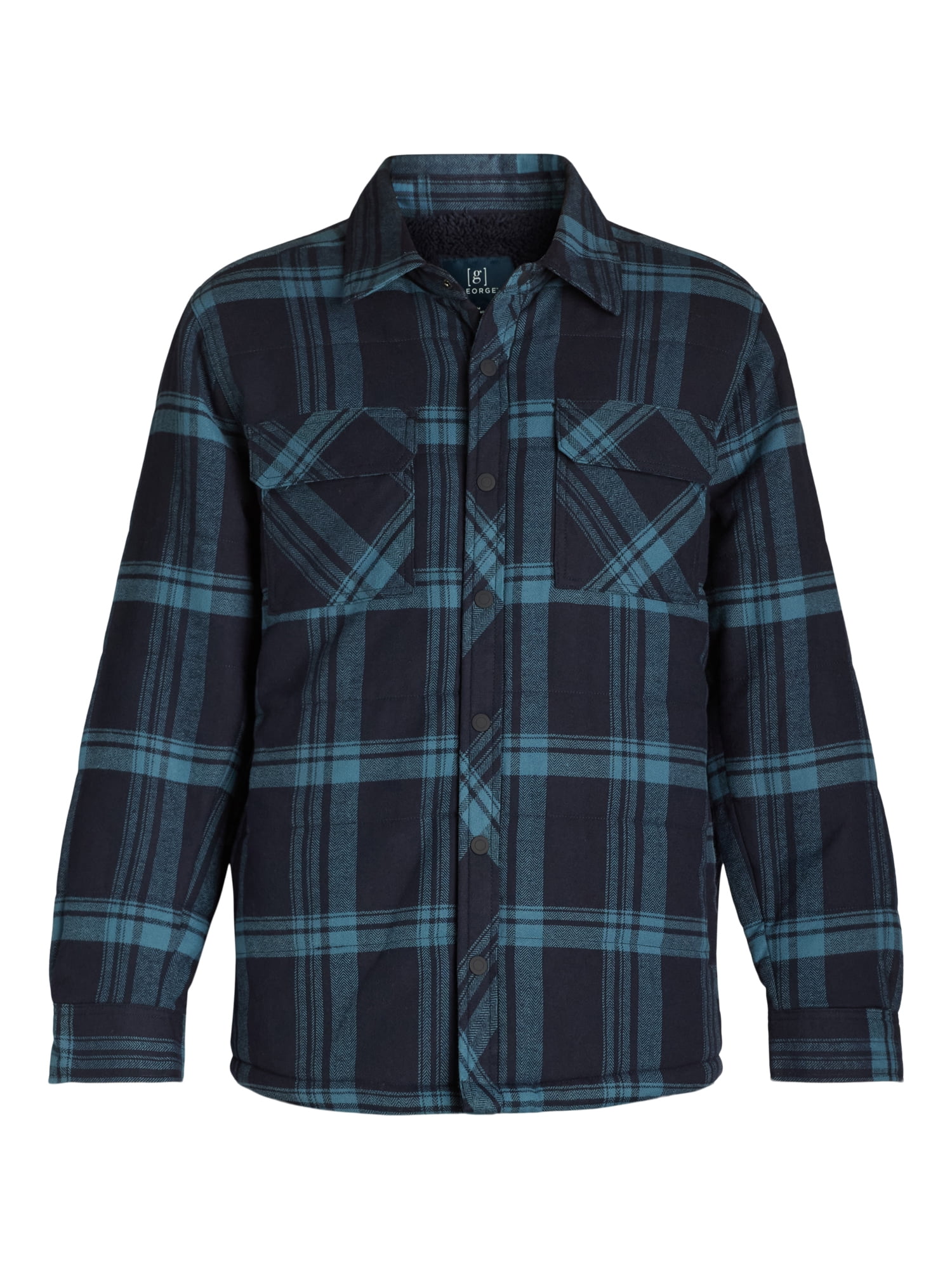 George Men's & Big Men's Fleece Lined Flannel Shirt Jacket, Sizes S-3XL
