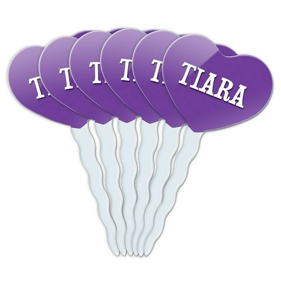 Tiara Heart Love Cupcake Picks Toppers - Set of 6