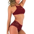 thumbnail image 5 of 2DXuixsh Bathing Suits for Juniors Shorts Neck Women's Waist High Swimsuit V Two Pieces Crochet Set Lace Bikini Swimwears Set Swimsuits for Women 3 Piece Red M, 5 of 7