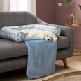 thumbnail image 3 of NICOLE MILLER NEW YORK PET Kendall Fluted Geo Cozy Couch Protector Pet Bed, Cozy & Calming, Water Repellent, Non-Slip Bottom, Machine Washable, Blue, Large 40"x23"x4", 3 of 12