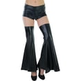 thumbnail image 6 of ToBeInStyle Women's Rave Cowgirl Bell Bottom Faux Leather Warmers - Black - One Size, 6 of 7