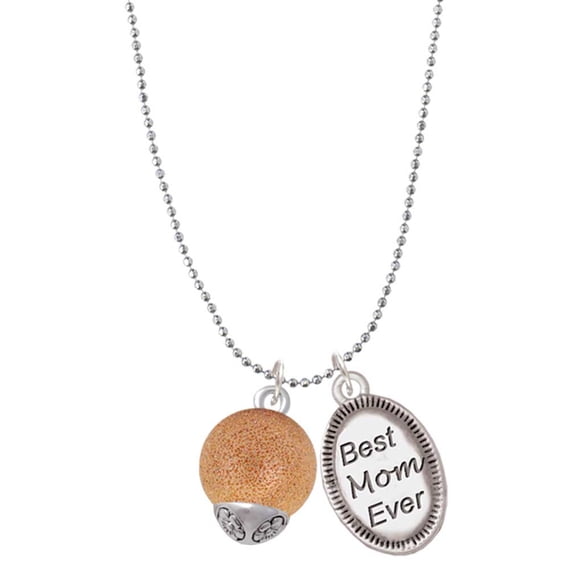 Delight Jewelry 12mm Stardust Round Rose Goldtone Spinner Best Mom Ever Charm Necklace