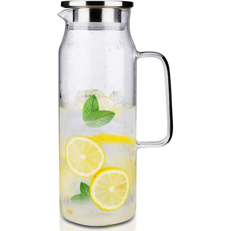 50Oz Water Jugs For Fridge Glass Pitcher With Lid High