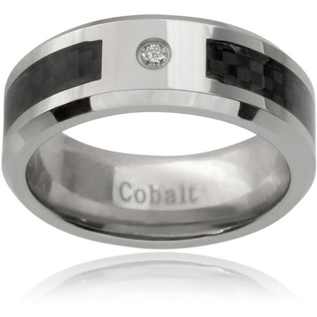 Daxx Men's 0.029 Carat T.W. Diamond Accent Cobalt Carbon Fiber Inlay Wedding Band, 8mm