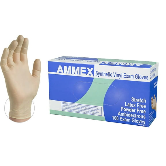 AMMEX Stretch Vinyl Latex-Free Disposable Medical Gloves