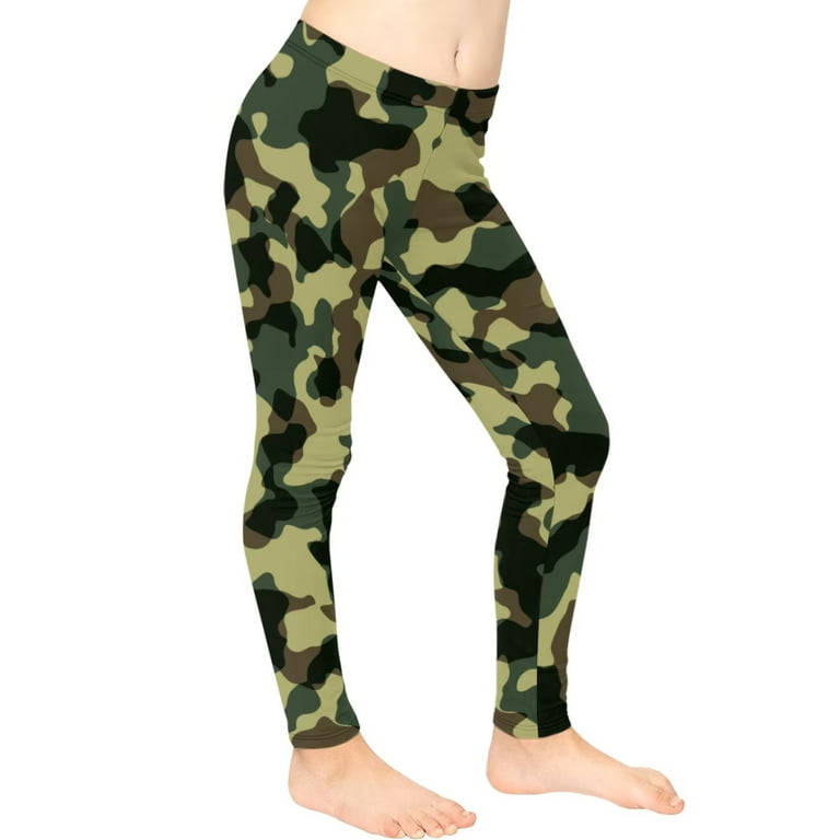 FKELYI Kids Leggings with Camo Hunting Army Size 4-5 Years Breathable  Hiking Girls Tights Durable Travel Yoga Pants High Waisted
