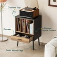 thumbnail image 3 of Record Player Stand with Nesting Vinyl Storage Crate, Record Player Table with a Drawer and Solid Wood Legs, Side End Table for Turntables for Living Room Bedroom, 3 of 8