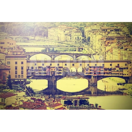 - Bridge Ponte Vecchio in Florence, Italy, Vintage Retro Effect. Print Wall Art By Maciej Bledowski