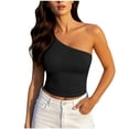 thumbnail image 2 of Axiiglly Black Tube Tops for Women One Shoulder Backless Cropped Tops Fashion Y2K Sleeveless Slim Fit Bandeau Tops L, 2 of 7