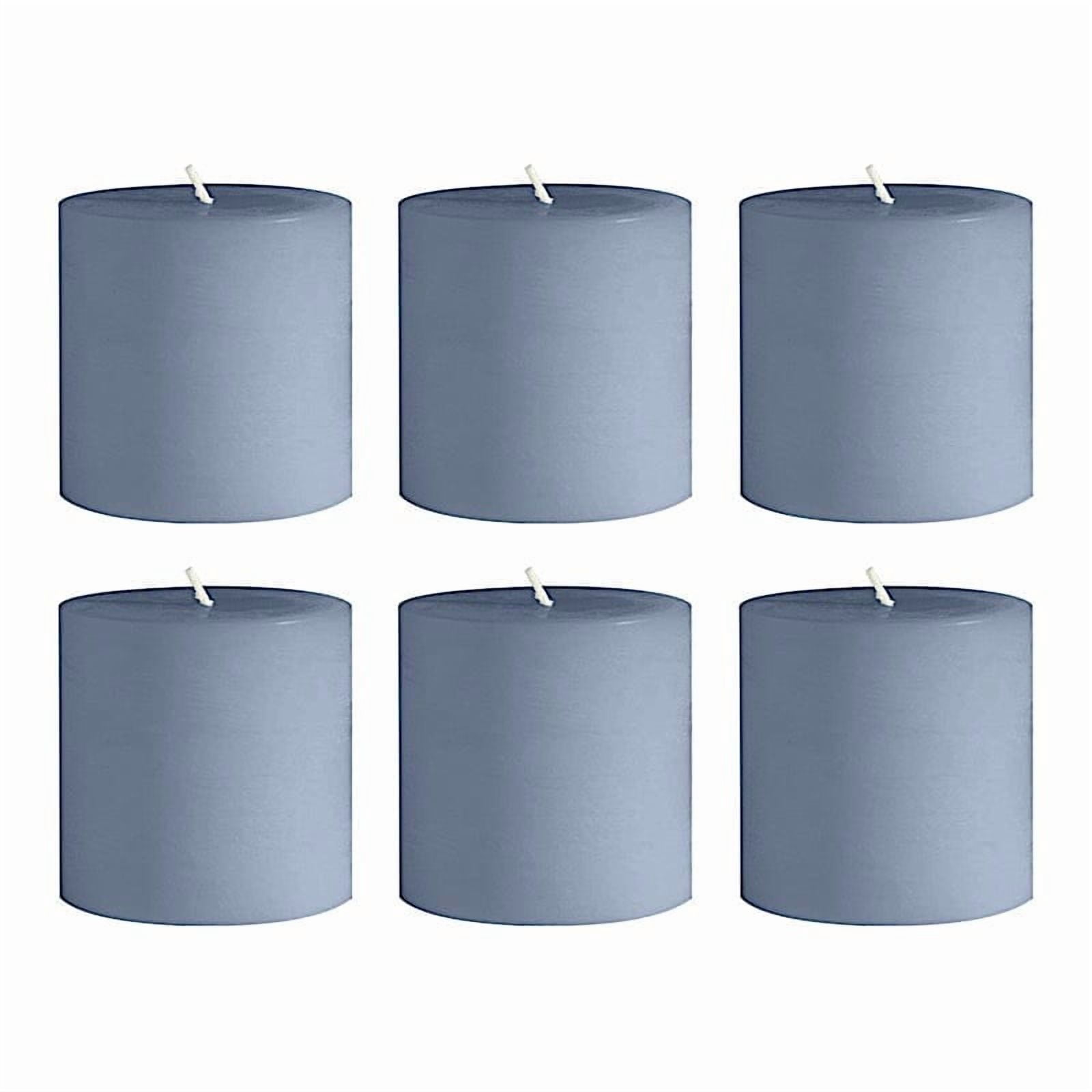 Balsa Circle 6 Dusty Blue 3x3 in Dripless Round Unscented Wax Pillar Candles Party Wedding Reception Centerpieces Event Home Decorations Supplies